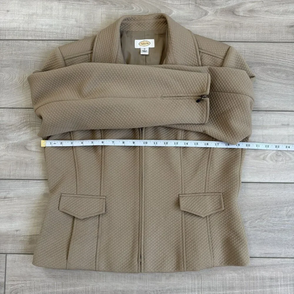 Talbots Women's Quilted Zip-Front Jacket in a classic Tan/Camel color, Size‎ 12